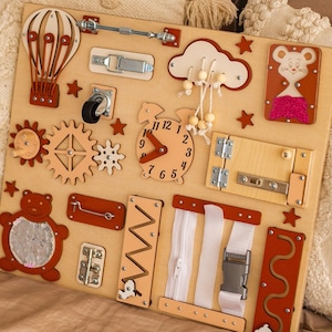 BUSY BOARD for baby with Montessori Sensory activity, 1st Birthday Gift best Busy board for 1 year old, Board for 1st Birthday Gift