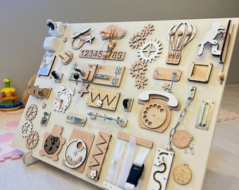 Montessori Busy Board for Toddlers: Wooden Sensory Activity Board