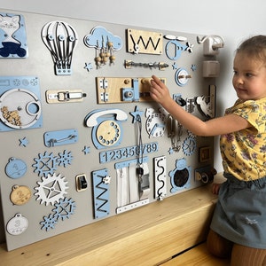 Activity busy board , Montessori Busy Board, Montessori Sensory Board, 1st Birthday Gift, Developing Board, wall Sensory board 1