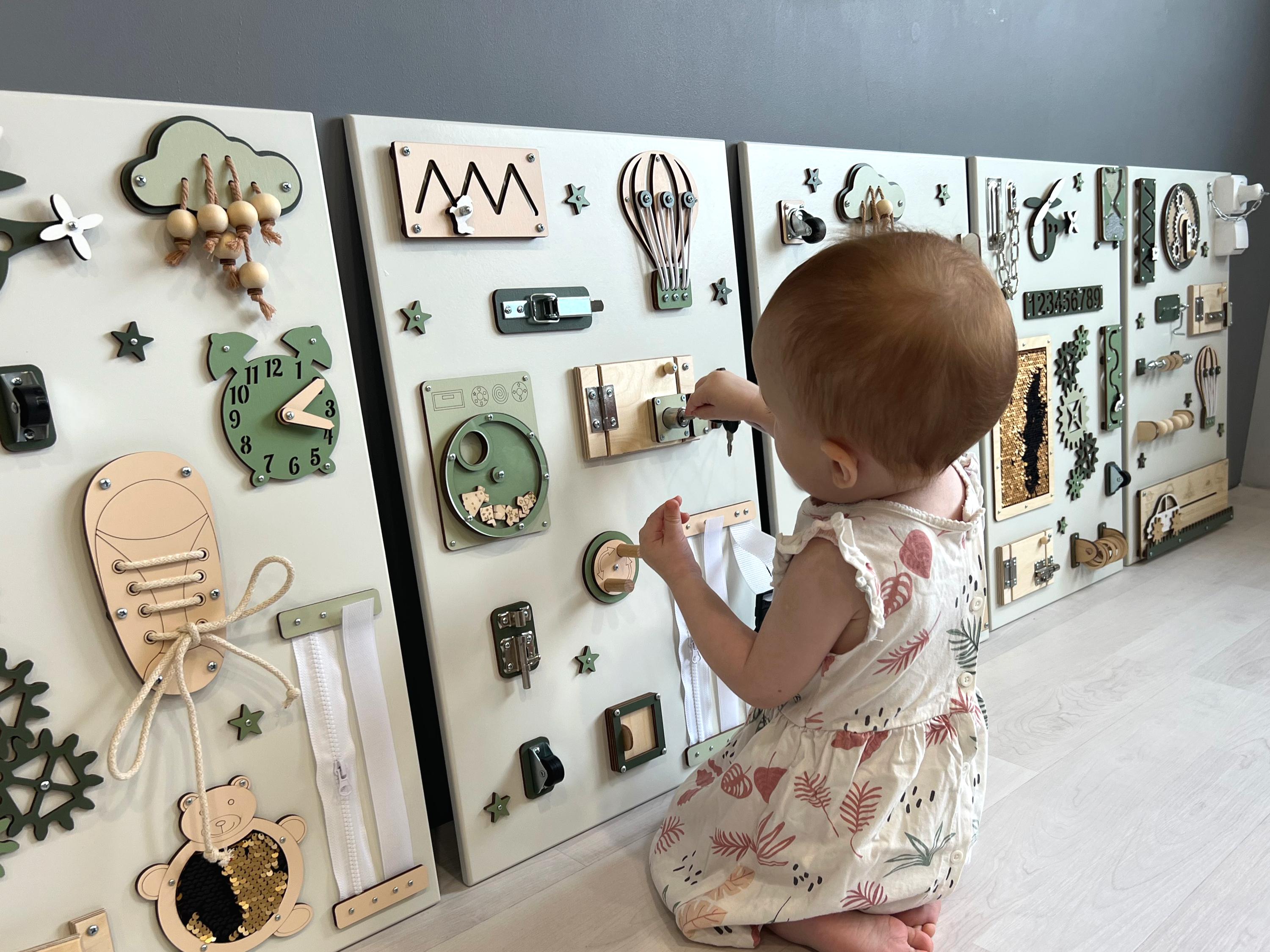 Montessori Wall Busy Board: Wooden Sensory Play Panel for Toddlers and ...