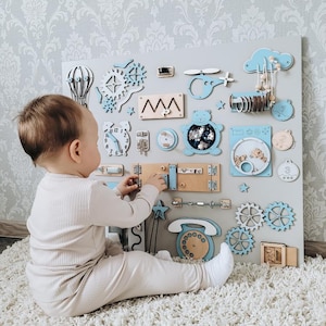 BUSY BOARD für Baby mit Montessori Sensory Aktivität, Geschenk zum 1