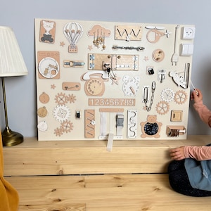 Planche bien remplie pour tout-petit, planche de développement pour cadeau tout-petit, planche Montessori, planche sensorielle en bois, jouet d'activité sensorielle, cadeau de 1er anniversaire image 6