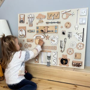 Busy Board 1 Year Old, Developing Board for Toddler Gift, Montessori Board, Wooden Sensory Board, personalized busy board, 1st birthday gift
