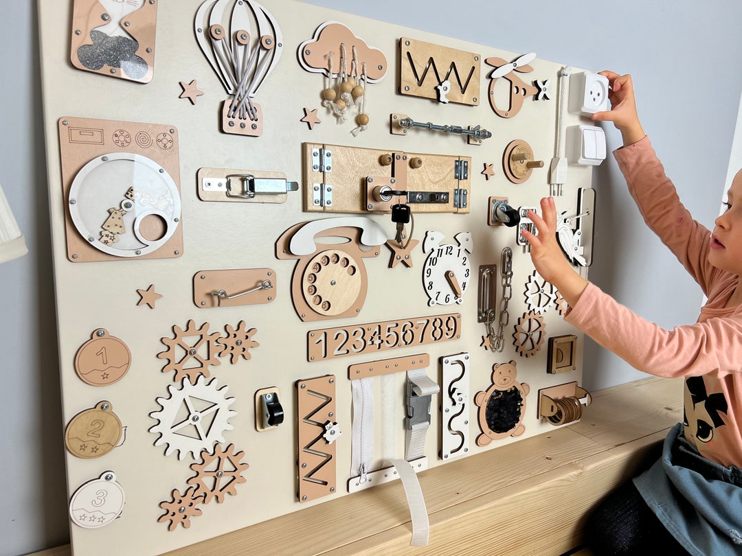 EXTRA LARGE Busy Board for Baby With Montessori Sensory Activity