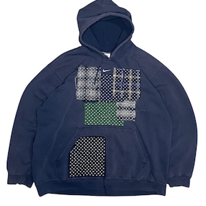 Hoodie, Khaki Green Boro Hoodie, Reworked Inspired by