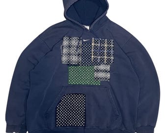 Black Boro Hoodie With Fully Embroidered Hand-stitched Sashiko