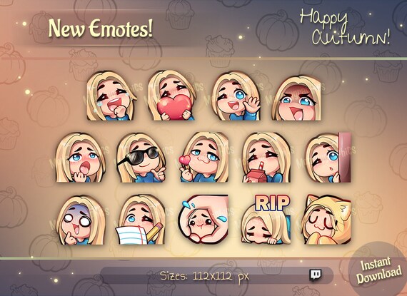 Twitch Blonde hair chibi girl emotes / Blue eyes Girl chibi -  Portugal