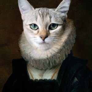 Royal pet portrait, Custom Pet Portrait,  Historical pet portrait, Custom Queen Pet Portrait, Renaissance Cat Painting