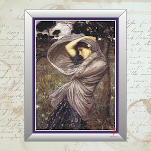 Boreas de John William Waterhouse, patrón de punto de cruz de cobertura completa, descarga instantánea en PDF digital, solo gráfico de punto de cruz