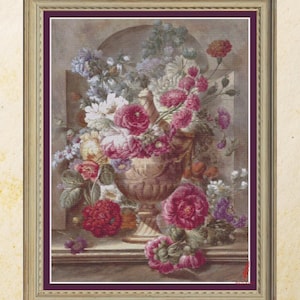 Floral Vase Cross Stitch Pattern by Pieter van Loo (Digital PDF)