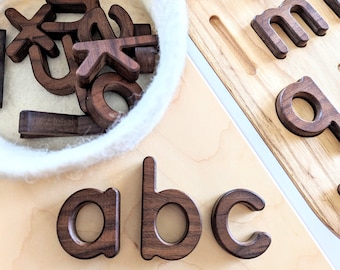 abc Lowercase Alphabet Puzzle Ash Wood Flisat Insert / Wooden Montessori Lowercase Alphabet Tray / Hardwood Puzzle Tracing Set