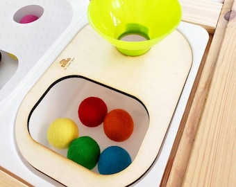 Object Permanence Box / Ball Drop / Funnel Board / Insert for Babies and Toddlers / Color Sort / Ball Sort Insert / Object Permanence Insert