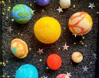 Felted Wool Solar System / Planets Set / Space Set