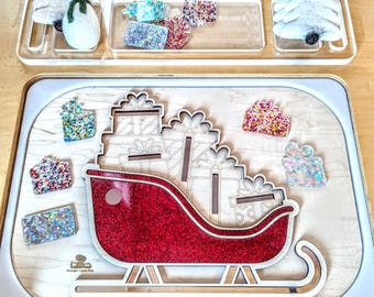 Santa's Sleigh Flisat Insert / Santa Trofast Bin Lid / Christmas Sensory Bin Topper / Santa Flisat Inserts / Xmas Sensory Table Activity Lid