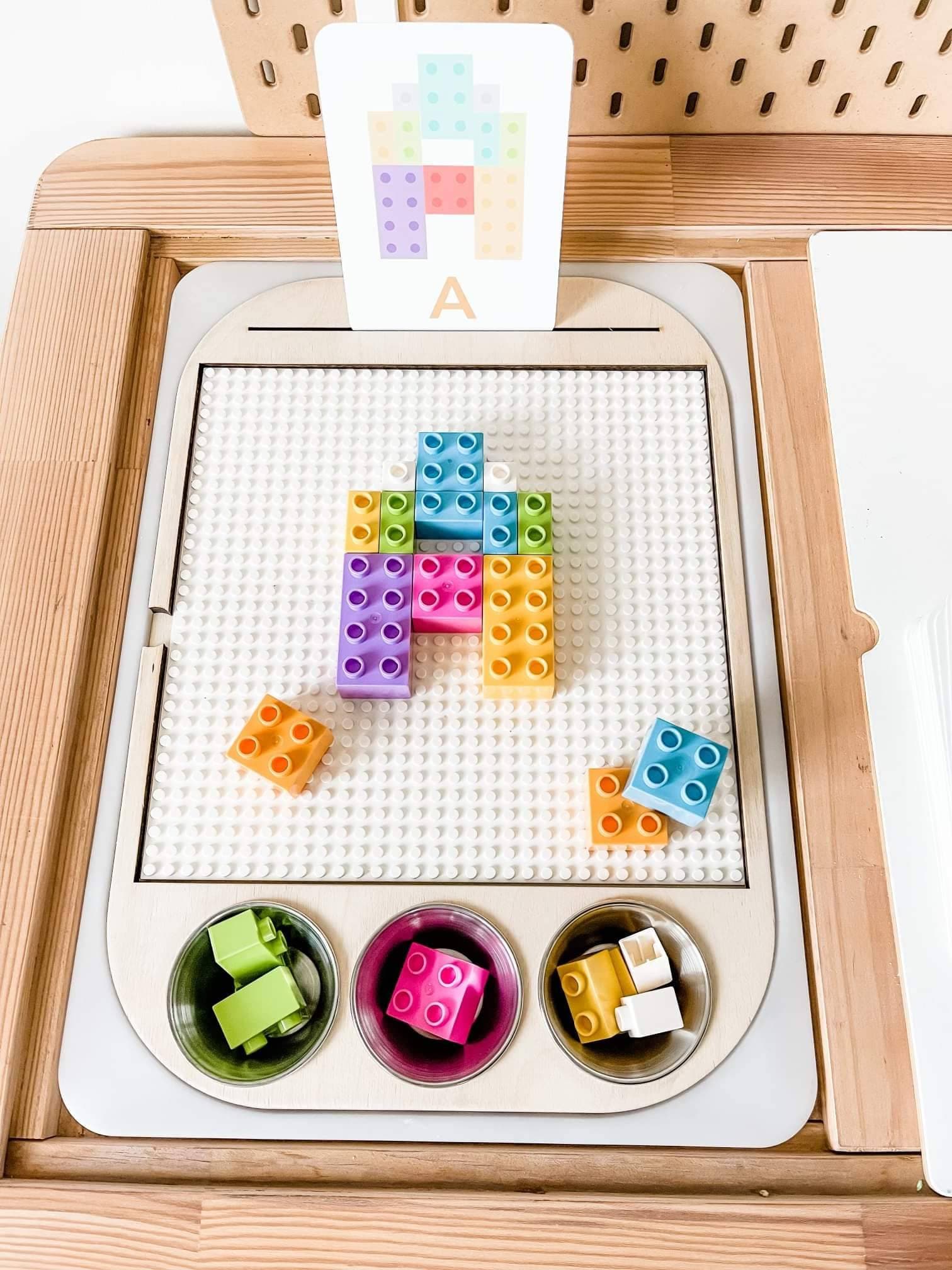 Flisat Interchangable Building Bricks Baseplate Insert *Works with Major Brands / Trofast Wooden Sand Tray Activities Sensory Bin Lid