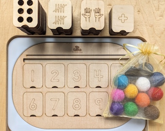 10 Frame Flisat Insert / Wooden Ten Frame Tray / Montessori Math Sensory Play Set / Counting to 10 Sensory Insert / Trofast Ten Frame Topper