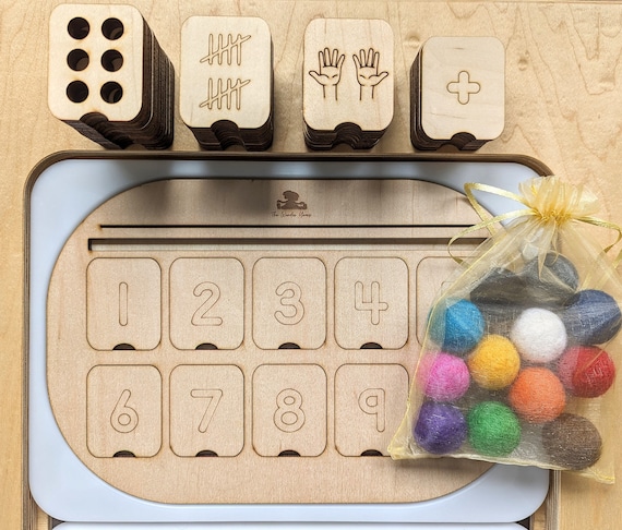 10 Frame Flisat Insert / Wooden Ten Frame Tray / Montessori Math Sensory Play Set / Counting to 10 Sensory Insert / Trofast Ten Frame Topper