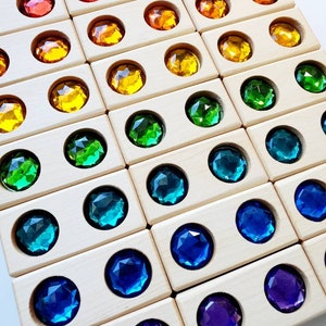 Rainbow Gem Blocks / Wood Gem Blocks / Primary Colors Gem Blocks - Hand Crafted Maple Wood