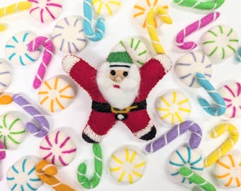 Felt Christmas Mints Candy Cane Matching Game / Play Food Candies / Needle Felted Winter Mints for Crafts Garland Christmas Decoration
