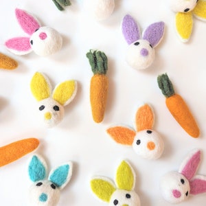 Felt Easter Bunny Balls Loose Parts / Needle Felted Bunnies for Sensory Play / Felt Rabbits for Garlands Ornaments Easter Decorations