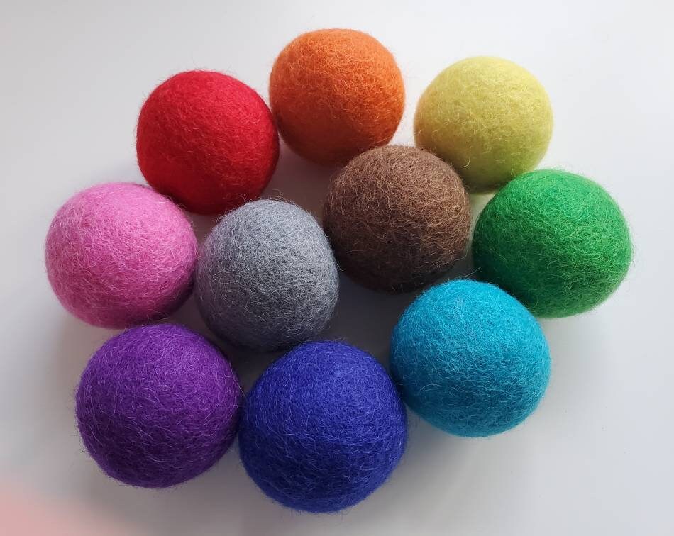 Large Primary Colors Wool Balls / Big Felt Balls / Large Felt Etsy