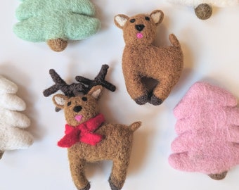 Felt Reindeer / Felt Deer / Christmas Garland / Christmas Decoration / Santa Reindeer / Santa / Felt Decoration / Felt Animals / Felted Deer