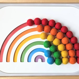 Rainbow Sensory Puzzle Flisat Insert / Rainbow Flisat Insert for Practically Playing Printables / Fillable Rainbow Trofast Lid & Felt Balls