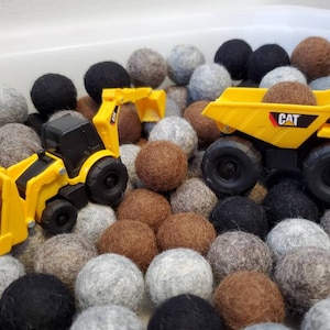 Felt Balls Rocks and Dirt /  Construction Felt Balls / Felt Rocks / Felt Pom Poms / Wool Balls / Garland Balls / Flisat Accessories / 1 inch