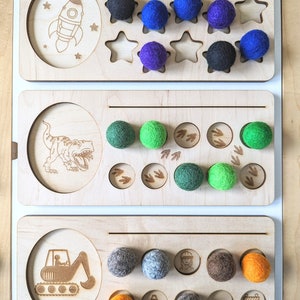 10 Frame Wood Sensory Tray with Matching Felt Balls and Tokens Fun Themes / Trofast Sensory Bin Ten Frame Play Sets / Wooden 10 Frame