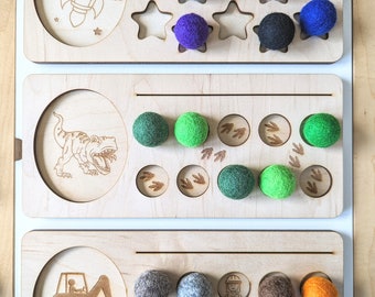 10 Frame Wood Sensory Tray with Matching Felt Balls and Tokens Fun Themes / Trofast Sensory Bin Ten Frame Play Sets / Wooden 10 Frame