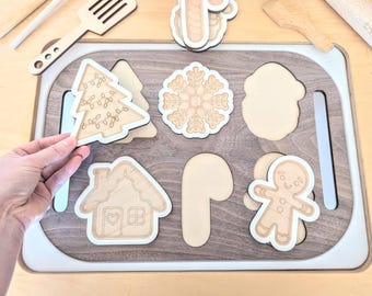 Christmas Cookies Flisat Insert Puzzle / Christmas Cookie Fillable Play Tray / Wood Sensory Tray / Santa Cookies Trofast Sensory Insert