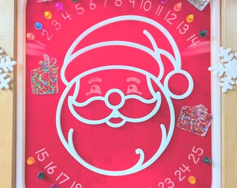 Flisat Countdown to Christmas Flisat Insert and Light Pegs / Santa Fillable Trofast Sensory Puzzle Bin Lid / Christmas Counting Activity
