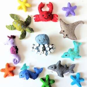 Felt Sea Animals / Sea Turtle / Whale / Octopus / Ocean Sensory Bin / Ocean Animals / Felt Fish / Flisat Accessories / Felt Sea Animals