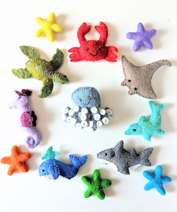 フェルト製海の生き物ルーズパーツ／海の魚感覚遊びセット／フェルト製