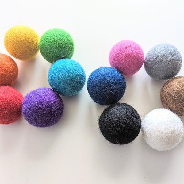 Large Felt Balls 12 Basic Colors / Large Wool Balls / Big Felt Balls / Large Sensory Balls / Montessori Balls / Felt Pom Poms / Pom Poms