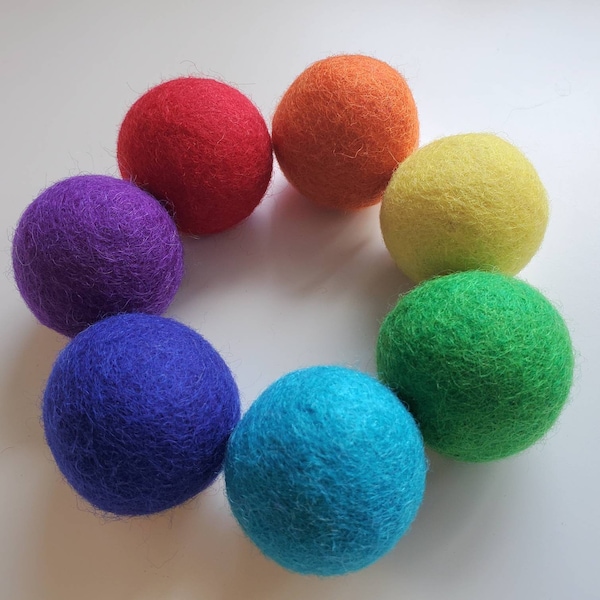 Große Filz Pom-Poms / Große Regenbogen-Bälle / Große Woll-Filzbälle / Filz-PomPoms / PomPoms / Woll-Girlandenkugeln / GROSSE Filz-Pom-Poms / Flisat