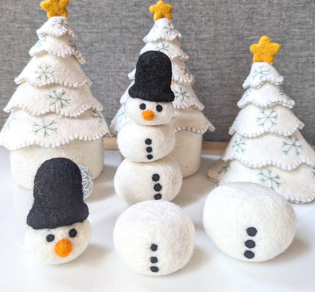 Plastic Stackable Snowman Felt Snowman Stacker Toy / Wool Snowman Fine Motor Stacking Game ...
