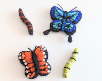 Felt Butterflies / Felt Butterfly / Felted Butterflies / Felt Bugs / Felt Insects / Butterfly Sensory Bin / Flisat Accessories / Monarch