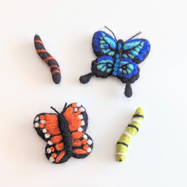 Felt Butterflies / Felt Butterfly / Felted Butterflies / Felt Bugs / Felt Insects / Butterfly Sensory Bin / Flisat Accessories / Monarch