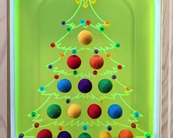 Flisat Decorate a Christmas Tree Insert WITH ACCESSORIES / XMAS Light Peg Trofast Bin Topper / Winter Fine Motor Activity Sensory Bin Lid
