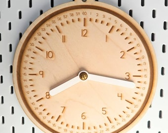 Clock for Ikea Skadis Pegboard / Analog Clock / Hanging Clock / Time Board / Clock Board / Clock Toy / Flisat Clock / Pegboard Clock