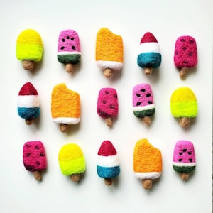 Felt Popsicles / Ice Pops / Ice Cream Shop / Felt Play Food / Felted Wool Ice Cream / Flisat Accessories / Wool Popsicles / Popsicle
