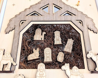 Flisat Nativity Scene Insert / Trofast Sensory Religious Christmas Nativity / Baby Jesus Bin Topper / Toddler Kid's Wood Nativity Play Set