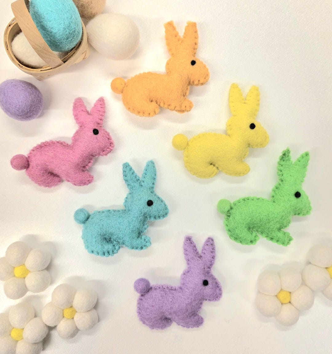 Felt Spring Bunnies / Needle Felted Easter Bunny Decoration / Wool ...