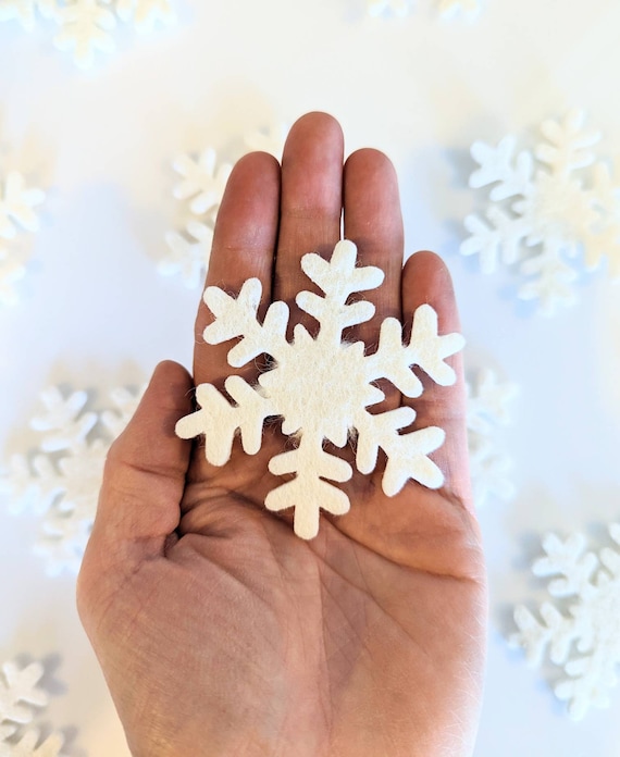 Felted Wool Snowflakes / Felt Snow / Snowflake Ornament / Flisat Christmas  / Winter Sensory Bin / Felt Snowflakes / Snowflake Loose Parts