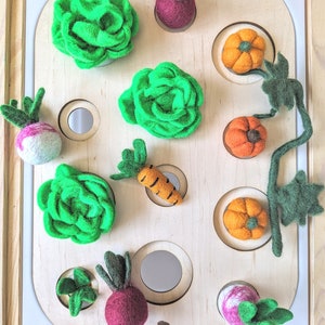Felt Vegetables / Felt Food / Flisat Garden Insert / Farm Insert / Vegetable Sensory Bin / Farm Sensory Bin / Vegetables / Play Food