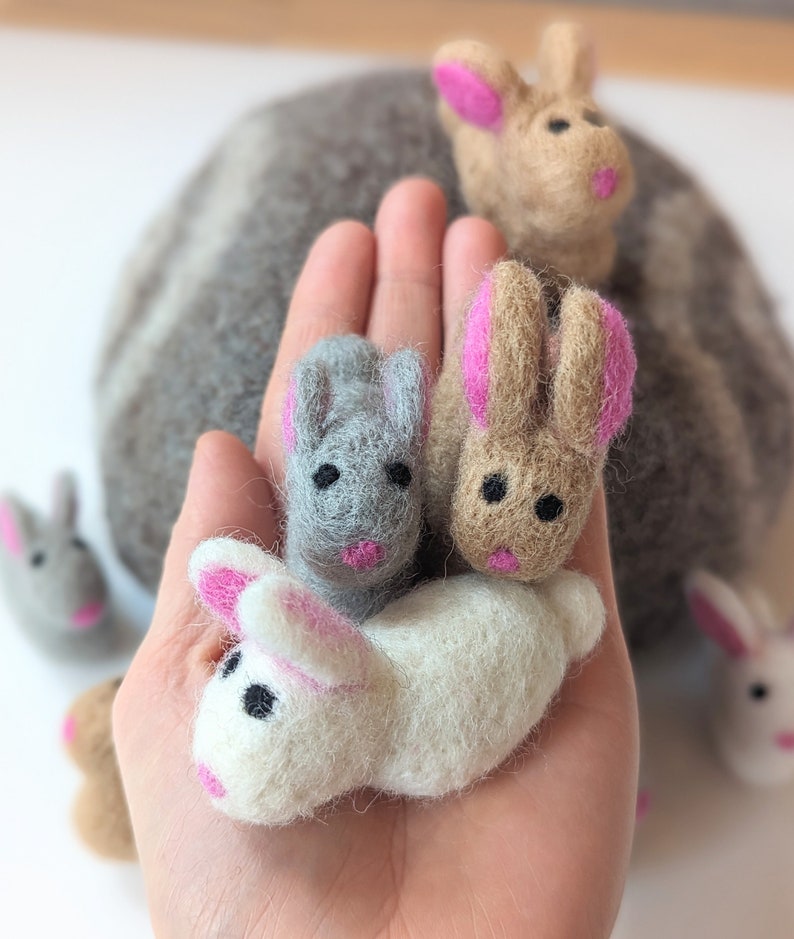 Felt Baby Bunny Burrow Play Set / Waldorf Felted Wool Play House Cave ...