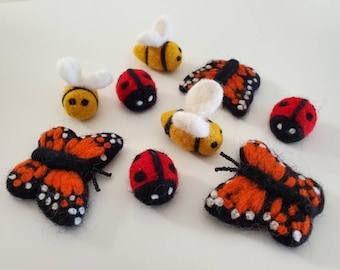 Felt Bugs / Felt Butterfly / Felt Bee / Felt Ladybug / Garden Sensory Bin / Insects / Bugs Sensory Bin / Bag of Bugs / Montessori Bugs / Bee