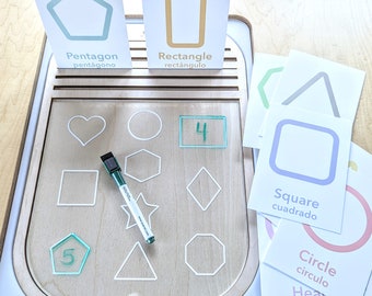 Flisat Insert Shapes Tracing Activity Set / Montessori Shapes Learning Sensory Play Set / Wooden Sand and Activity Tray Trofast Insert