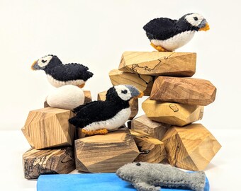 Felt Puffin Birds / Needle Felted Atlantic Puffin Bird / Puffin Bird Toys for Pretend Play / Puffin Ornament Decoration / Wool Arctic Puffin